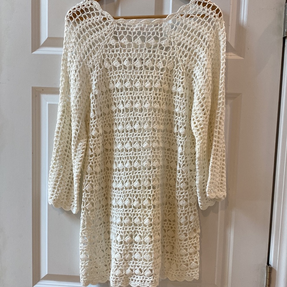 Westport Dressbarn Crotchet Ivory Top / coverup - Picture 7 of 9